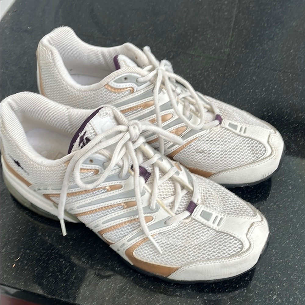 Avia White and Gold Athletic Shoes